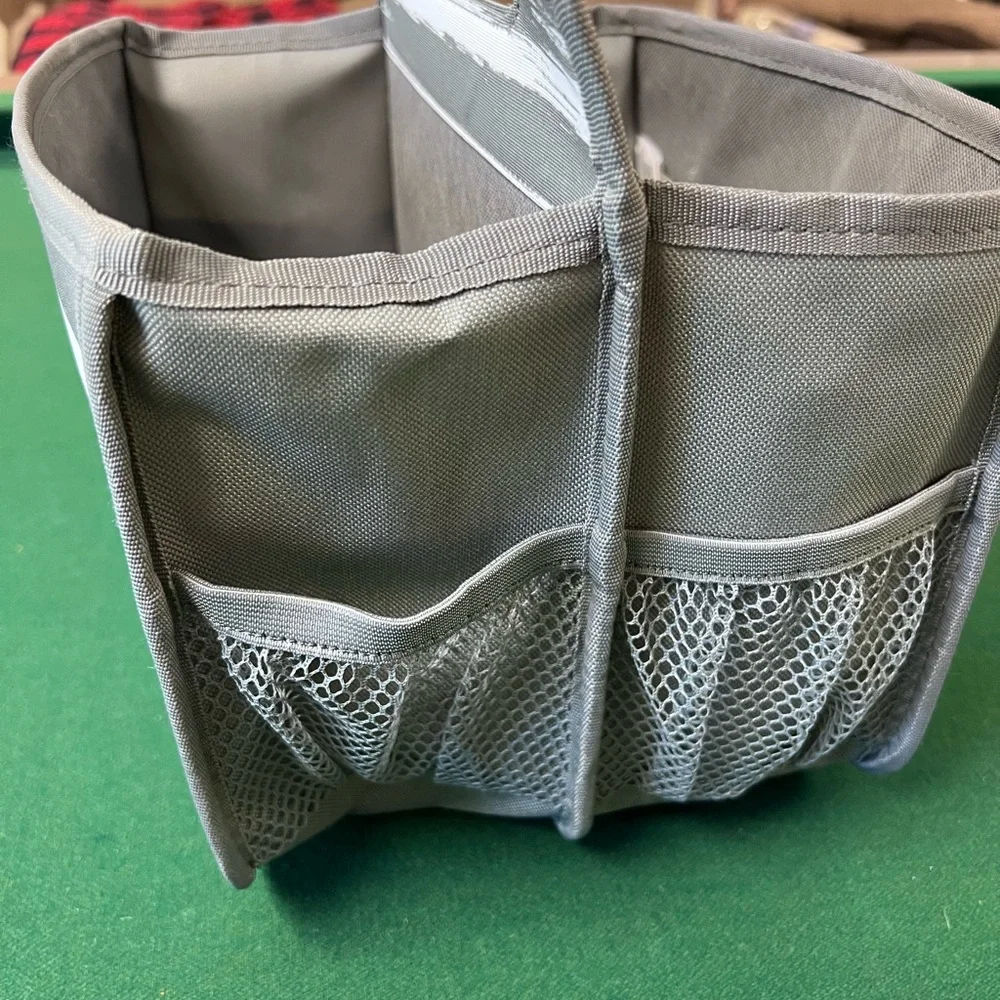 Thirty-One Double Duty Caddy Gray and White Striped - Picture 2 of 6